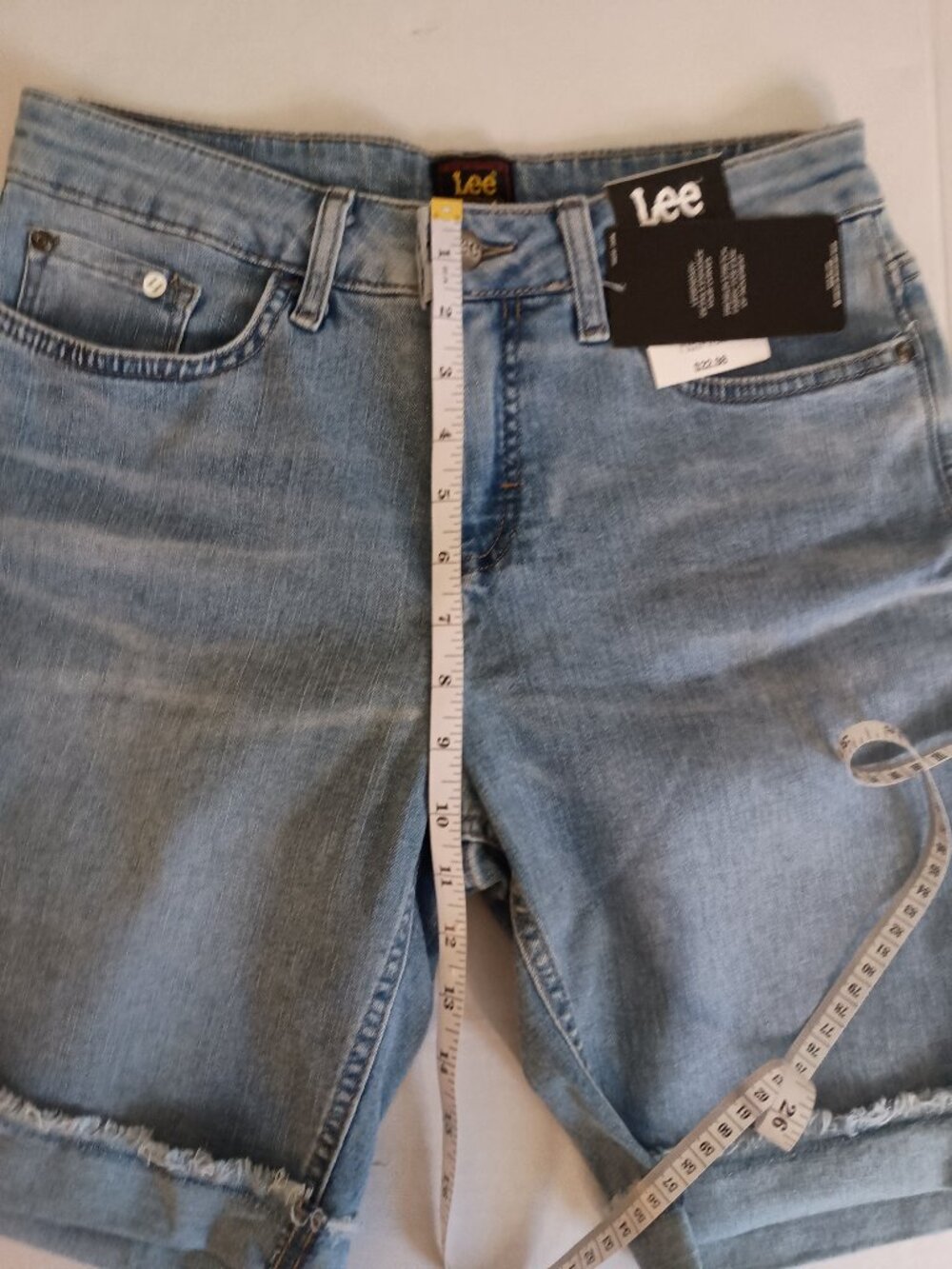 Lee Bermuda Mid-Rise Shorts Light Blue Frayed Hem NWT Women’s 8 - Picture 13 of 16